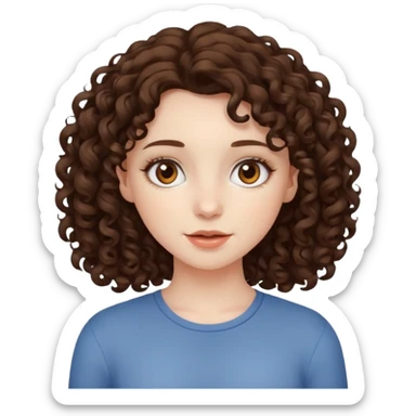 curly brunette girl with brown eyes and pale skin sticker