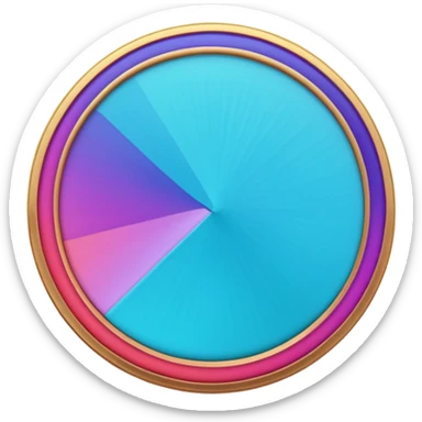 
One  Rotate 55 degree  coin color in in gradient of turquoise, blue, pink, purple, and coral sticker