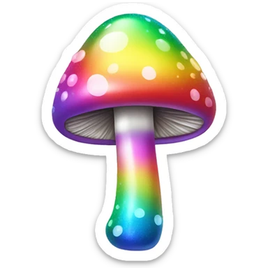Kawaii rainbow chrome glittery mushroom and stem sticker