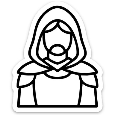 medieval hooded explorer with brown hair, no beard, wearing light armor, chest up view sticker