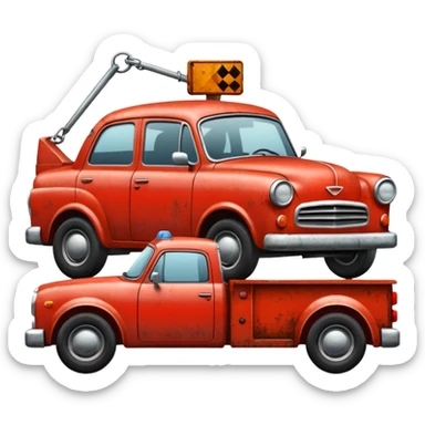 A car towed by a towing truck  sticker
