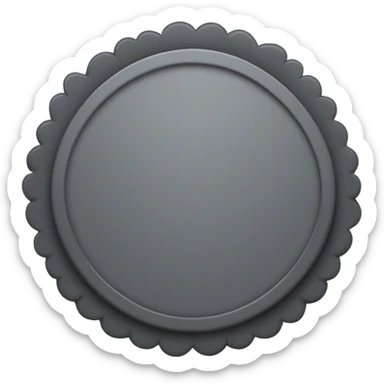 shape of a single circular dark gray badge that has scalloped edges sticker