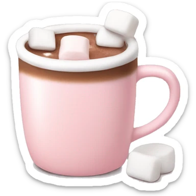 Light Pink mug of hot chocolate with marshmallows  sticker