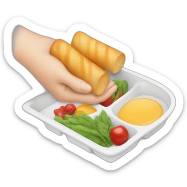 hand holding a tray with food in it sticker