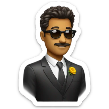 hombre de piel oscura pelo corto con lentes de sol con traje formal sticker