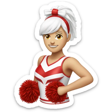 Red and white cheerleader pom-poms sticker