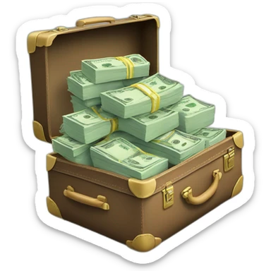 a suitcase full of money, dollar bills sticker