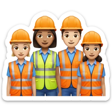 group of railway engineers mixed races and genders behind a table sticker