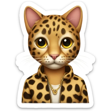 Cat wearing leopard print sticker