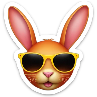 red bunny with yellow round sunglasses sticker