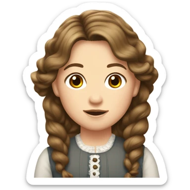 Carrie Ingalls pretty with brown wavy hair realistic and detailed sticker