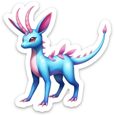 Colorful Shiny Exotic Amaura-Salandit-Aurorus-Sylveon-Fakémon-hybrid-creature (full body)  sticker