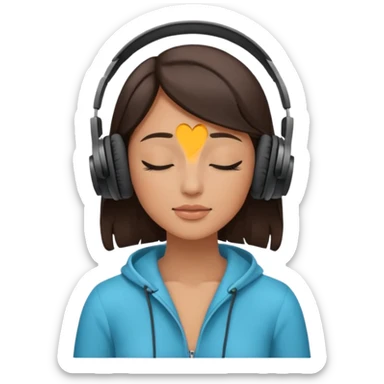 Brunette woman listening to music with closed eyes sticker