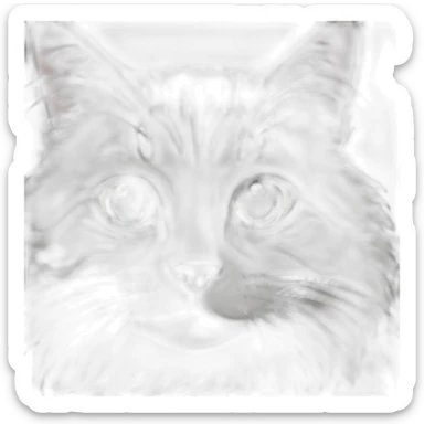 fluffy grey patched tabby colored cat sticker