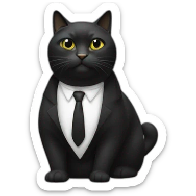 chat gros noir et blanc sticker