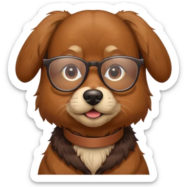 Brown dog wearing glasses sticker