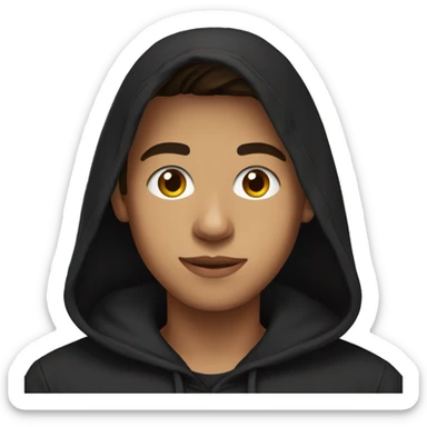 hispanic teenager wearing black hoodie with hood on sticker