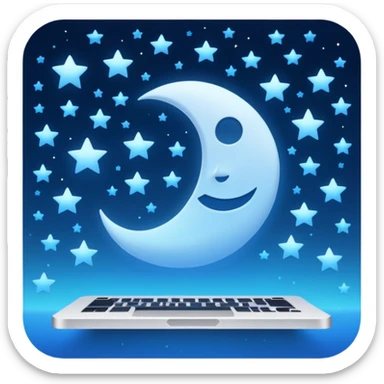 A square that reads "4 AM TYPING HAS ARRIVED" with a moon and stars behind it and glowing blue gradient text sticker