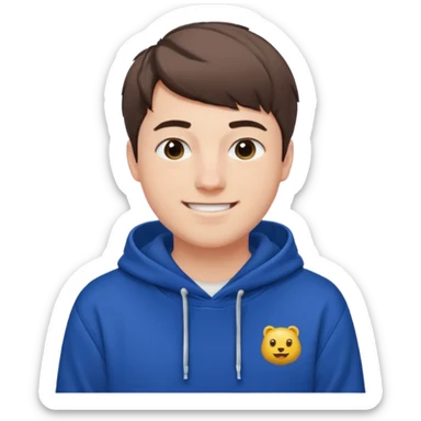 Draw MrBeast in casual hoodie with short hair & friendly smile. sticker