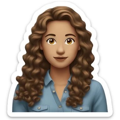 Young Beautiful woman with brown wavy hair sticker