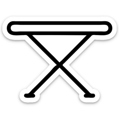 ironing board, clean and simple, icon style, minimalistic line art sticker