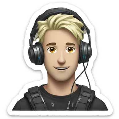 Anime gamer white guy cyberpunk neon sticker