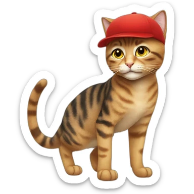 hungry cat red cap sticker
