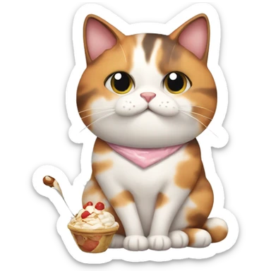 Fat calico cat with sundae sticker
