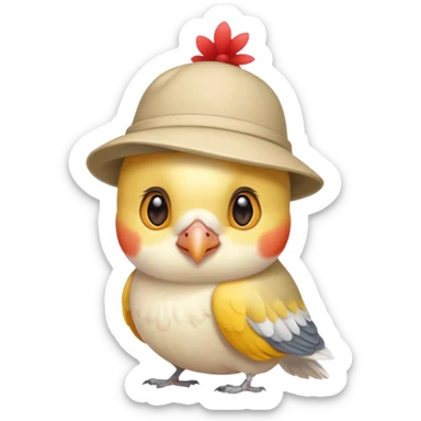 a cute cockatiel with a cute hat   sticker