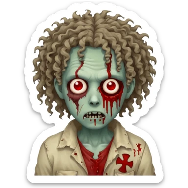 curly haired zombie sticker