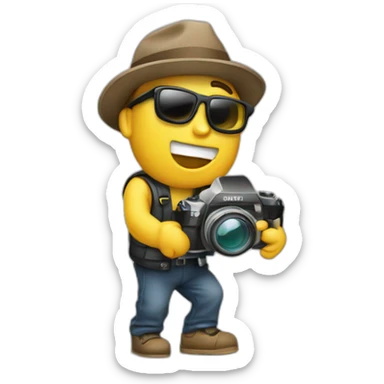 Paparazzi con su cámara tomando foto sticker