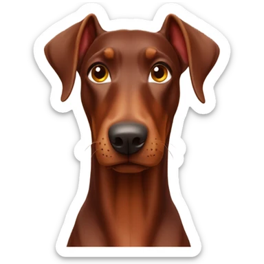 Red Doberman without cropped ears face facing front happy eyes sticker