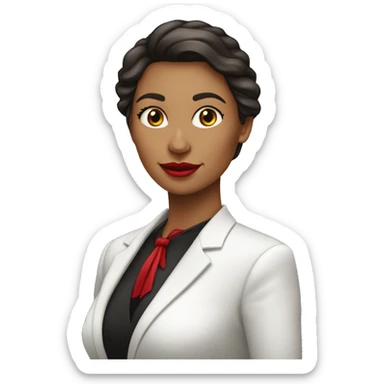 Mujer 30 años pelo oscuro piel blanca labios rojos vestida formal trabajadora social  sticker