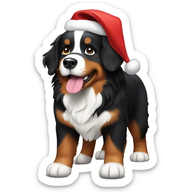 cute Bernese dog in christmas time  sticker
