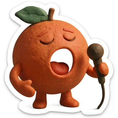 claymation style grapefruit singing sticker