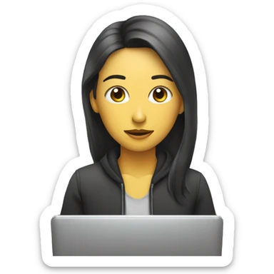 una persona sentada biendo la compu sticker