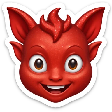 red glitter imp happy sticker