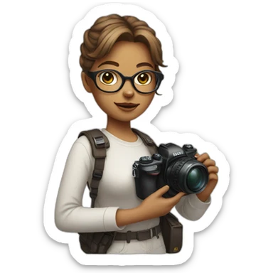 cat girl with a camera in glasses sticker
