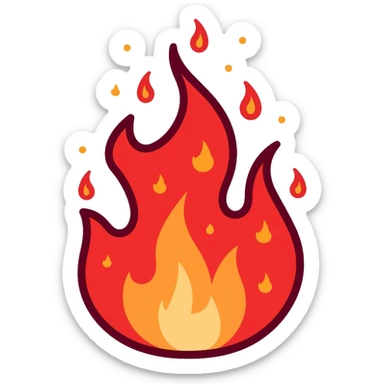 bright red flames, fire with intense red color sticker