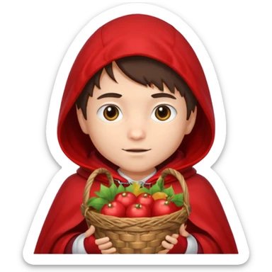 brunete boy little red riding hood sticker