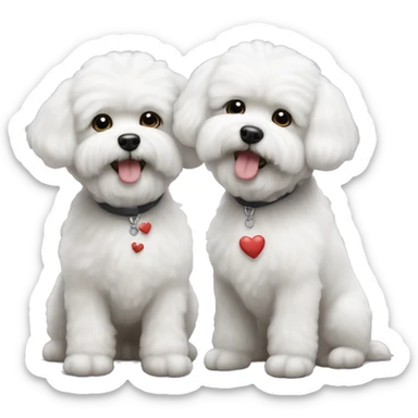 Two bichon dogs in love  sticker