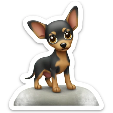 miniature pincher girl dog standing on a mini island ￼ sticker