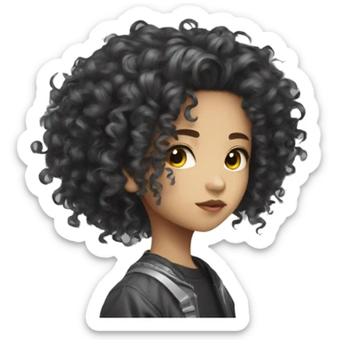 Curly Hair Cyberpunk Young Asian Mana Xr sticker