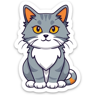 blue-gray maine coon cat with yellow eyes sticker