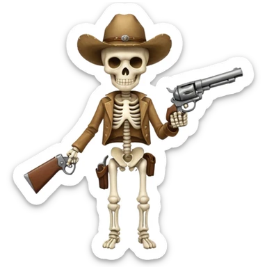 White Cowboy with a revolver skeleton sticker
