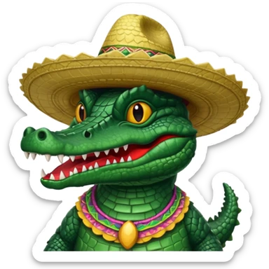 caiman con sombrero que no se ea infantil sino imponente sticker