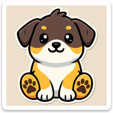 Make the paw print dark brown in cartoonish stickers sticker
