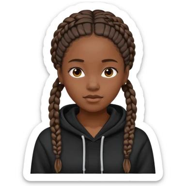 black girl with braids in a black hoodie sticker