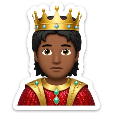 King Solomon from The Bible with black hair,  red sequin outfit sticker