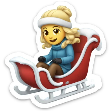 Girl on a sleigh having fun in the snow sticker